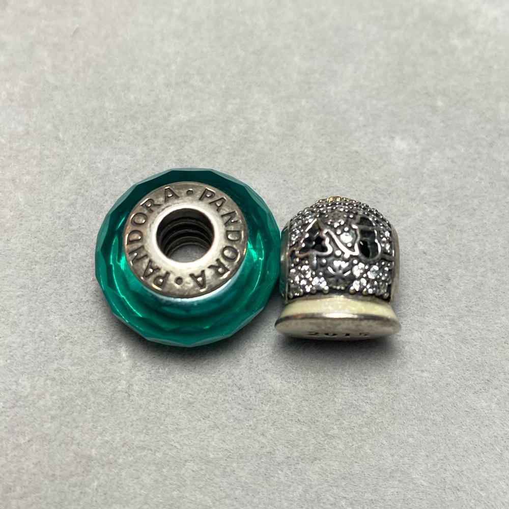 RETIRED PANDORA TEAL & FESTIVE CHARMS